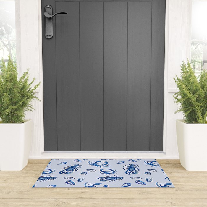 Blue and White Sea Life Welcome Mat Gallery Image 3