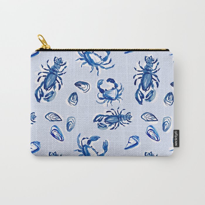Blue and White Sea Life Carry All Pouch Gallery Image 1