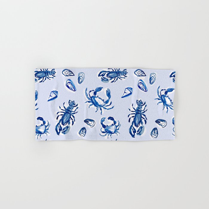 Blue and White Sea Life Bath Towel Gallery Image 1