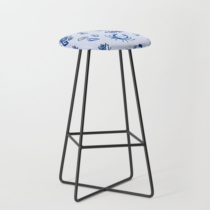 Blue and White Sea Life Stool Gallery Image 1