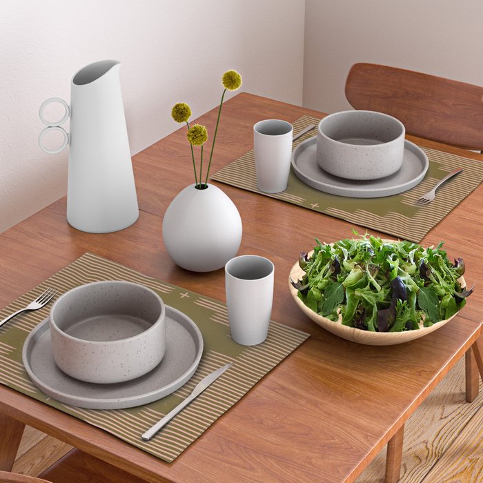 Southwestern Minimalist Retro Green & Pink Placemat Gallery Image 2