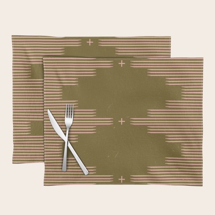 Southwestern Minimalist Retro Green & Pink Placemat Gallery Image 1