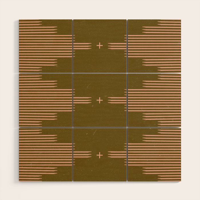 Southwestern Minimalist Retro Green & Pink Wood Wall Art Gallery Image 1