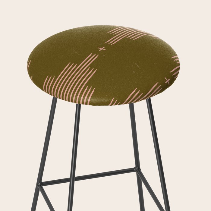 Southwestern Minimalist Retro Green & Pink Stool Gallery Image 2