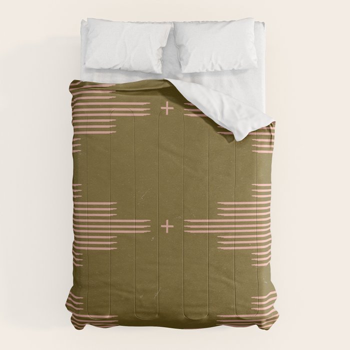 Southwestern Minimalist Retro Green & Pink Comforter Gallery Image 6