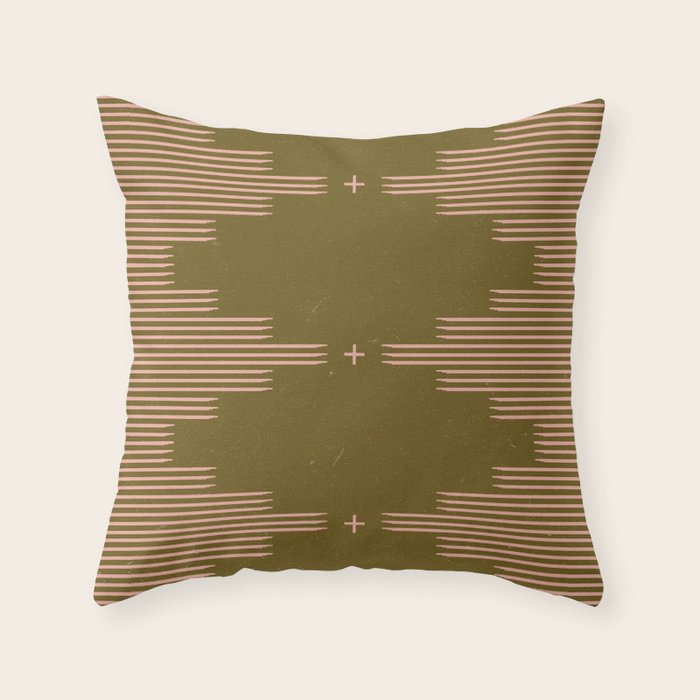 Southwestern Minimalist Retro Green & Pink Throw Pillow Gallery Image 6