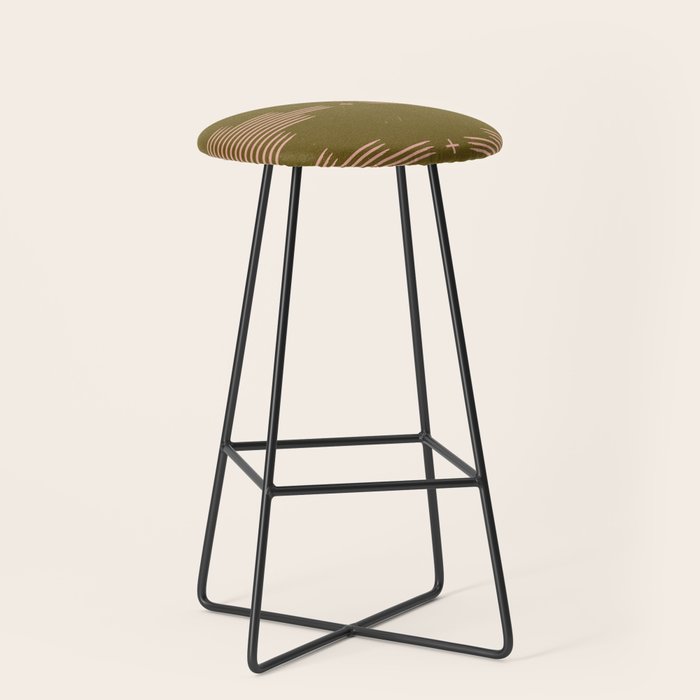Southwestern Minimalist Retro Green & Pink Stool Gallery Image 1