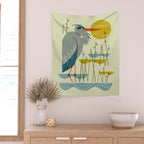 Heron Among Reeds Wall Tapestry Gallery Image 2