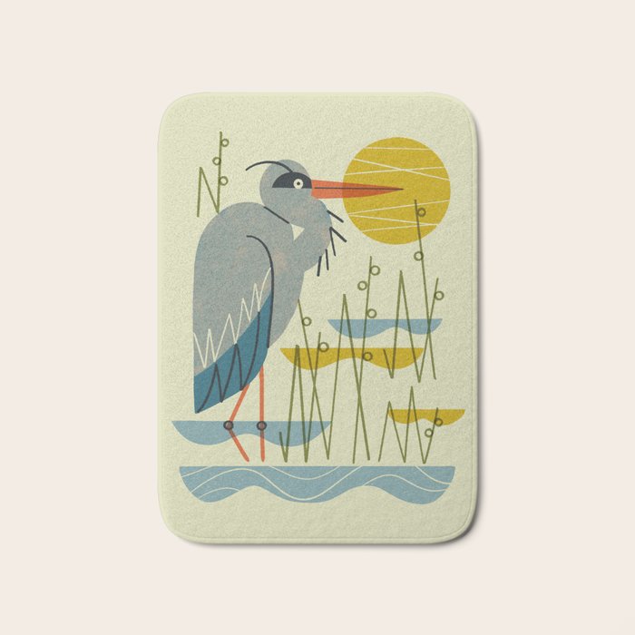 Heron Among Reeds Bath Mat Gallery Image 1
