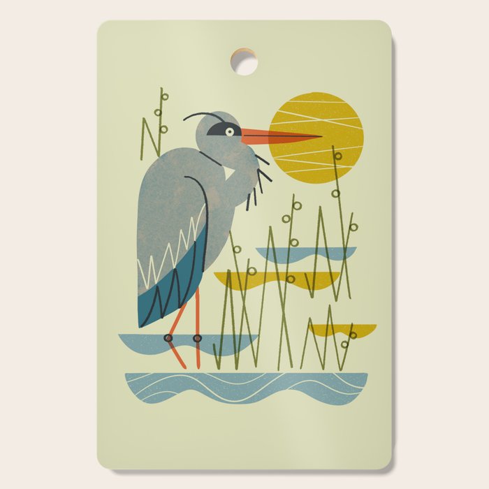 Heron Among Reeds Cutting Board Gallery Image 1