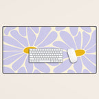 Big Daisy - Groovy Flower - Lilac and Yellow Desk Mat Gallery Image 1