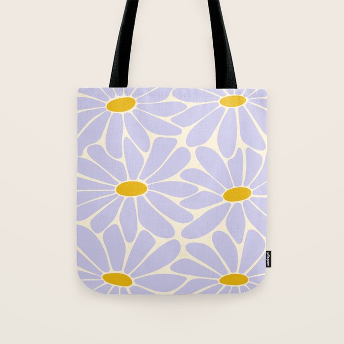 Big Daisy - Groovy Flower - Lilac and Yellow Tote Bag Gallery Image 1