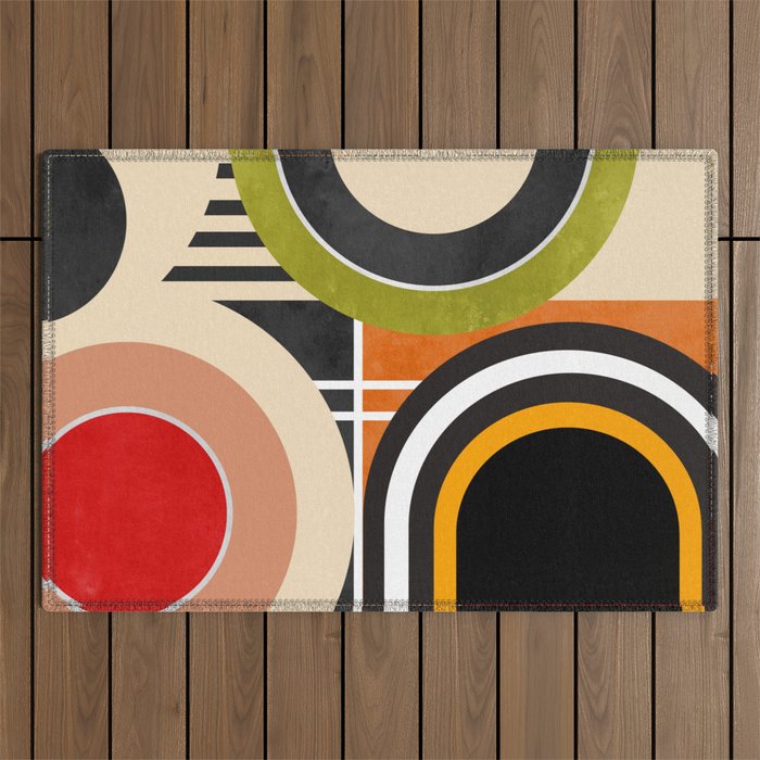 Bauhaus Mid Century Geometric Art  41 Outdoor Rug Gallery Image 1