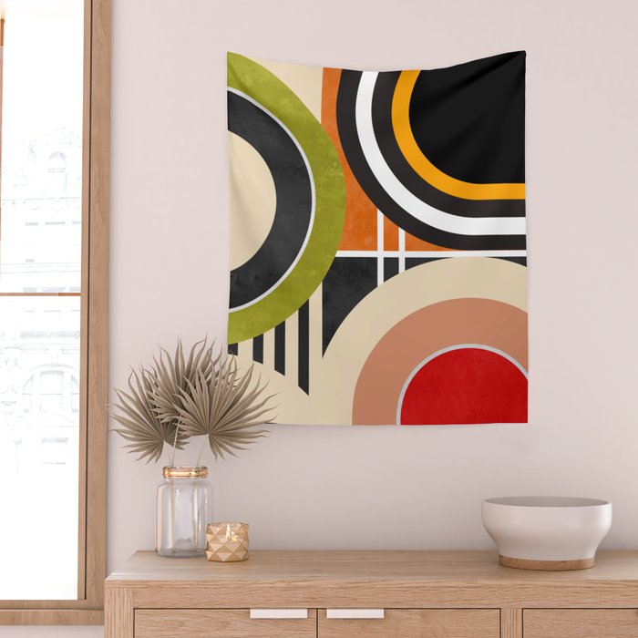 Bauhaus Mid Century Geometric Art  41 Wall Tapestry Gallery Image 2