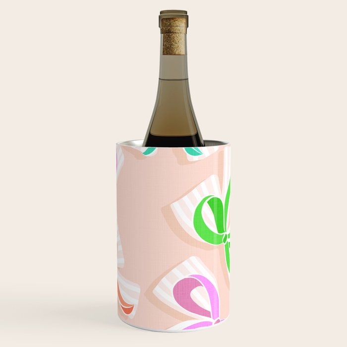 Ditsy Kitsch Ribbons and bows 1. Pastel Rainbow colours on Peach Wine Chiller Gallery Image 3