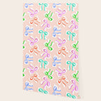 Ditsy Kitsch Ribbons and bows 1. Pastel Rainbow colours on Peach Wallpaper Gallery Image 2