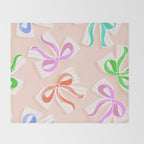 Ditsy Kitsch Ribbons and bows 1. Pastel Rainbow colours on Peach Throw Blanket Gallery Image 2