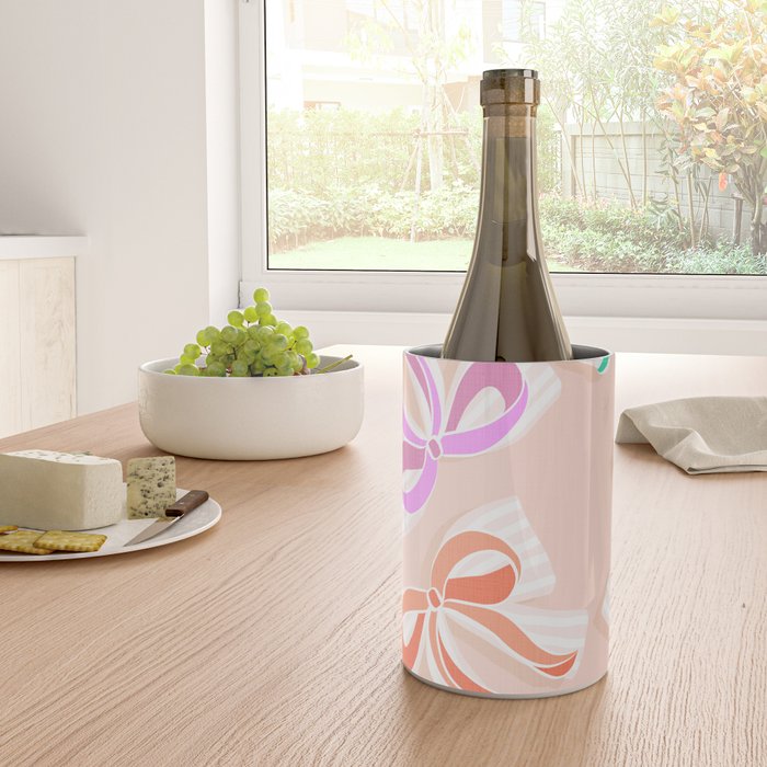 Ditsy Kitsch Ribbons and bows 1. Pastel Rainbow colours on Peach Wine Chiller Gallery Image 4