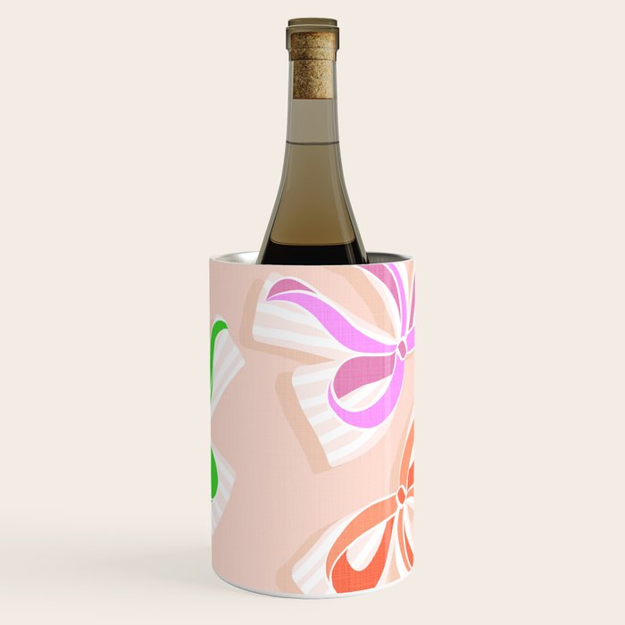 Ditsy Kitsch Ribbons and bows 1. Pastel Rainbow colours on Peach Wine Chiller Gallery Image 2
