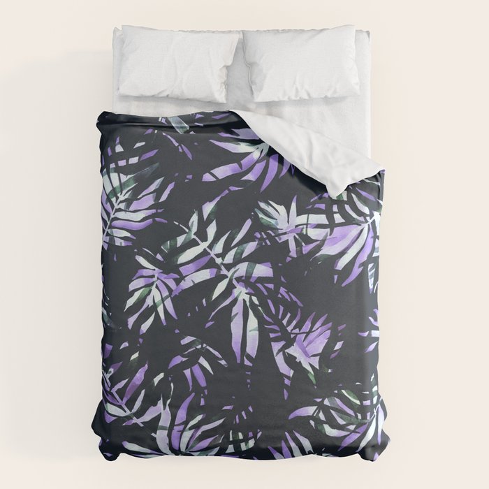 Dark abstract tropical leaves D1 Duvet Cover Gallery Image 6