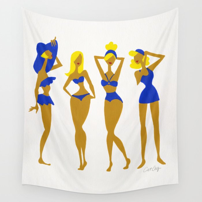 Beach Bombshells - Blondes in Blue Wall Tapestry Gallery Image 4