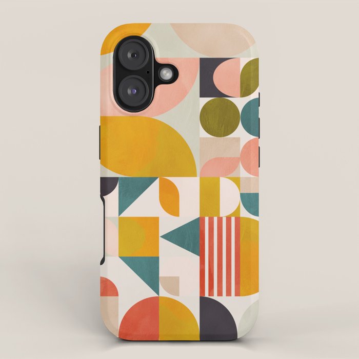mid century geometry abstract shapes bauhaus iPhone Case Gallery Image 1