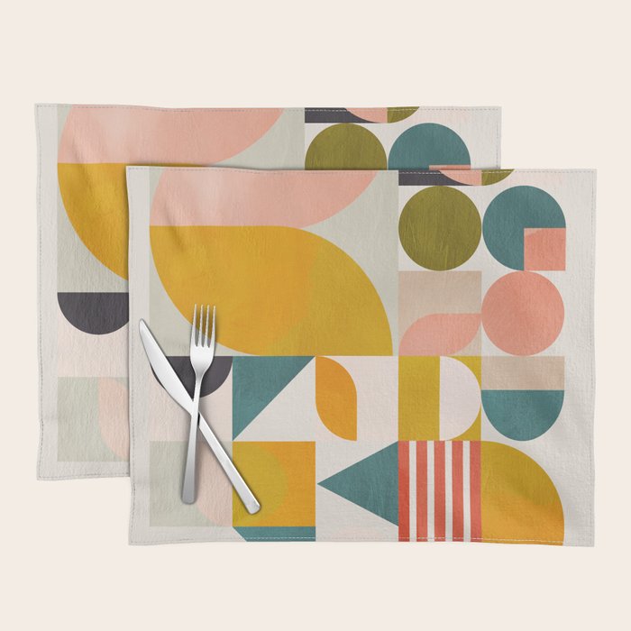mid century geometry abstract shapes bauhaus Placemat Gallery Image 1