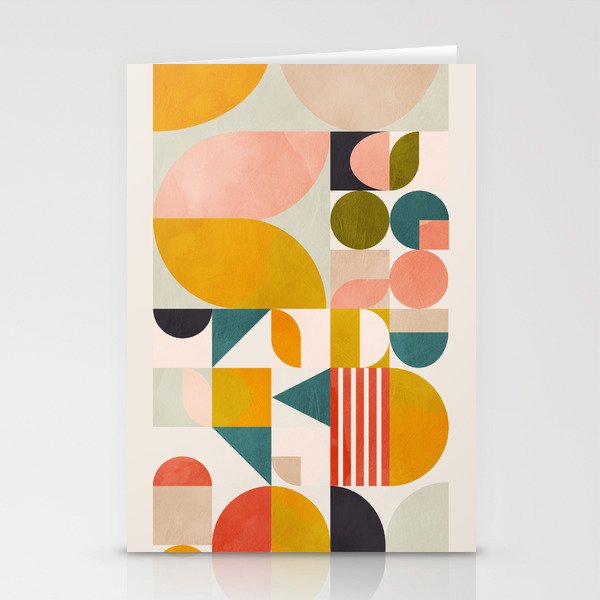 mid century geometry abstract shapes bauhaus Stationery Card Gallery Image 1