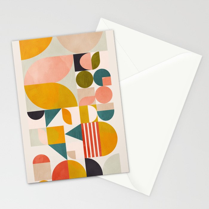 mid century geometry abstract shapes bauhaus Stationery Card Gallery Image 2