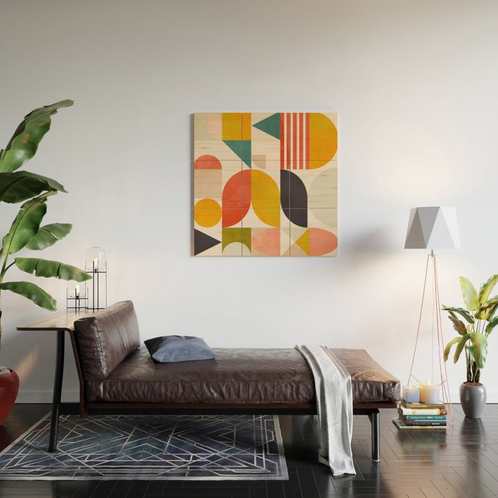 mid century geometry abstract shapes bauhaus Wood Wall Art Gallery Image 2