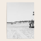Newport Beach Lifeguard Tower Modern and Vintage Beach Aesthetic Photography of Grey Black White Sky Poster Gallery Image 4