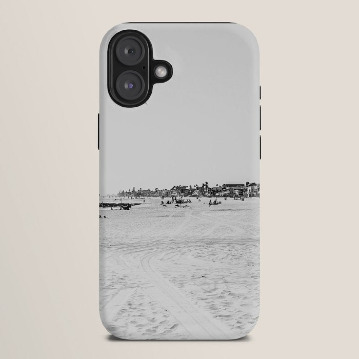 Newport Beach Lifeguard Tower Modern and Vintage Beach Aesthetic Photography of Grey Black White Sky iPhone Case Gallery Image 10