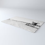 Newport Beach Lifeguard Tower Modern and Vintage Beach Aesthetic Photography of Grey Black White Sky Rug Gallery Image 3