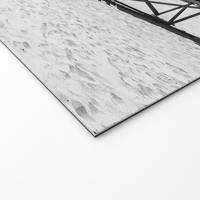 Newport Beach Lifeguard Tower Modern and Vintage Beach Aesthetic Photography of Grey Black White Sky Welcome Mat Gallery Image 2
