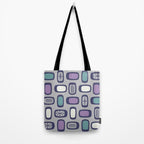 Midcentury MCM Rounded Rectangles Gray Purple Tote Bag Gallery Image 2