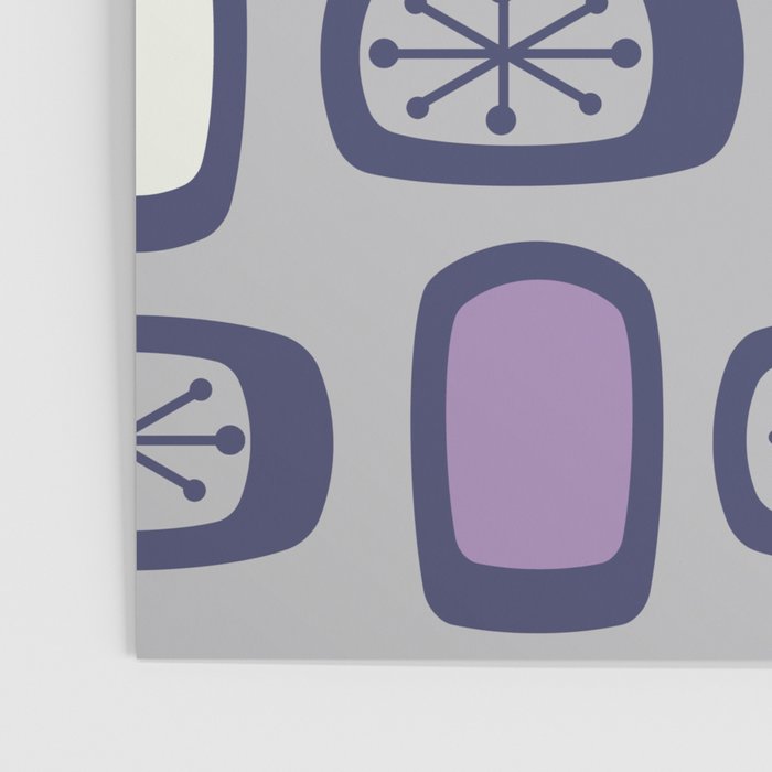 Midcentury MCM Rounded Rectangles Gray Purple Poster Gallery Image 3