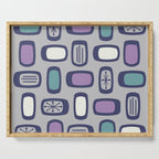 Midcentury MCM Rounded Rectangles Gray Purple Serving Tray Gallery Image 1