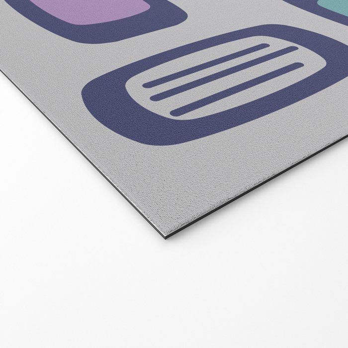 Midcentury MCM Rounded Rectangles Gray Purple Welcome Mat Gallery Image 2