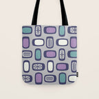 Midcentury MCM Rounded Rectangles Gray Purple Tote Bag Gallery Image 1