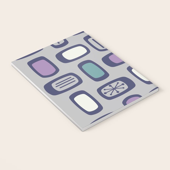 Midcentury MCM Rounded Rectangles Gray Purple Notebook Gallery Image 3