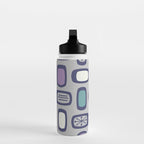 Midcentury MCM Rounded Rectangles Gray Purple Water Bottle Gallery Image 3