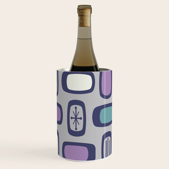 Midcentury MCM Rounded Rectangles Gray Purple Wine Chiller Gallery Image 3