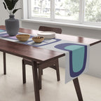 Midcentury MCM Rounded Rectangles Gray Purple Table Runner Gallery Image 2