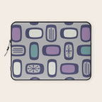 Midcentury MCM Rounded Rectangles Gray Purple Laptop Sleeve Gallery Image 1