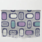 Midcentury MCM Rounded Rectangles Gray Purple Wall Hanging Gallery Image 1