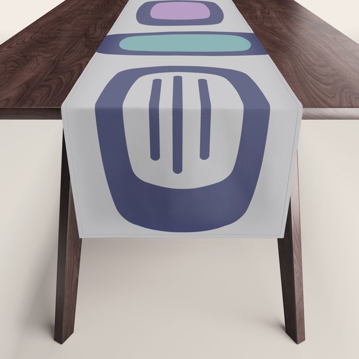 Midcentury MCM Rounded Rectangles Gray Purple Table Runner Gallery Image 1