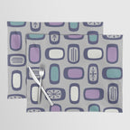 Midcentury MCM Rounded Rectangles Gray Purple Placemat Gallery Image 1