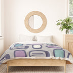 Midcentury MCM Rounded Rectangles Gray Purple Duvet Cover Gallery Image 3