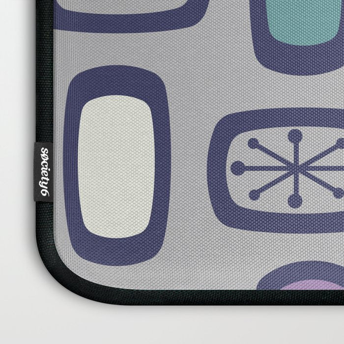 Midcentury MCM Rounded Rectangles Gray Purple Laptop Sleeve Gallery Image 3