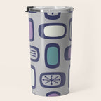 Midcentury MCM Rounded Rectangles Gray Purple Travel Mug Gallery Image 3